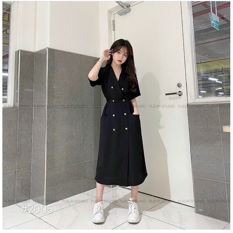 Đầm cổ vest dáng dài Tily chất đẹp ( Ảnh thật )