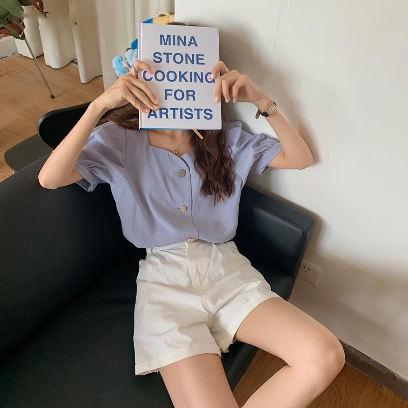 Áo NgắN Tay Cổ Vuông BằNg VảI chiffon JL-TX-395