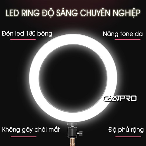 Đèn led ring livestream, chụp ảnh, makeup 26cm CN-R640-Giá đỡ livestream