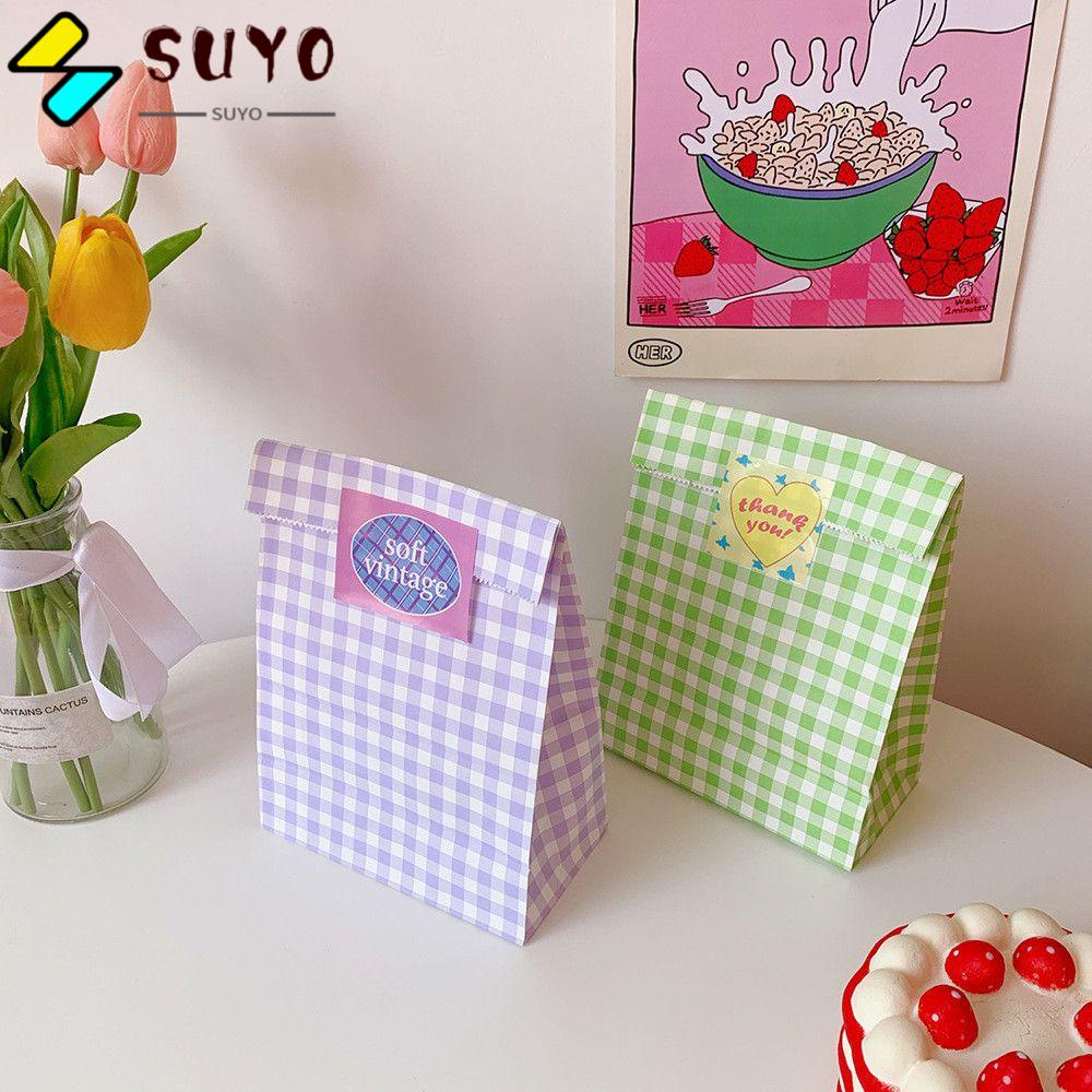 Túi Giấy Kraft Mini Đựng Bánh Kẹo Họa Tiết Sọc Caro Nhiều Màu Dễ Thương