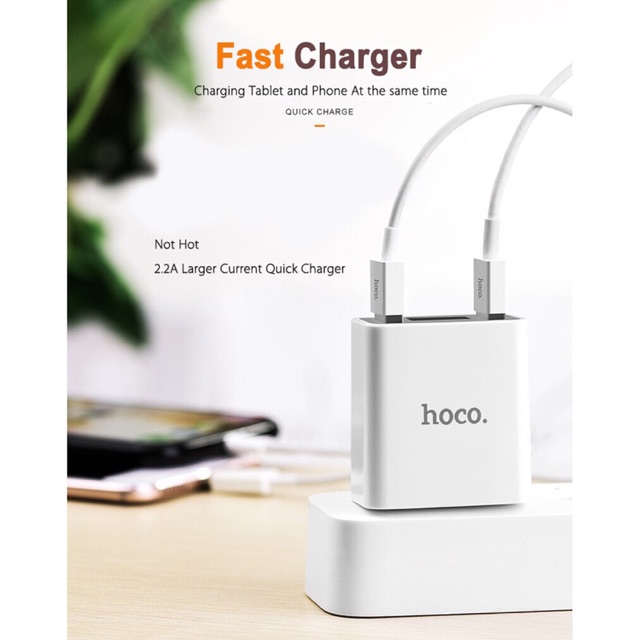 [Followshop 27.7] Củ sạc nhanh 2 cổng usb Hoco C25