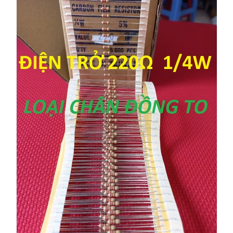 Điện Trở 220ôm 220r 220ohm 1/4W 5% Loại Chân To Bằng Đồng