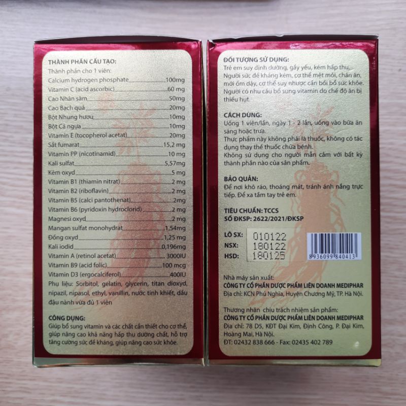 Viên uống nhân sâm HOMFAMIN GINSENG & HOMRAMIN GINSENG - Giúp bồi bổ cơ thể, tăng sức đề kháng_Hộp 60 viên