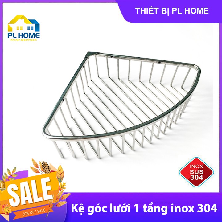 [INOX 304] Kệ góc nhà tắm 1 tầng inox 304 sáng bóng