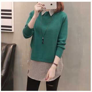 Áo Len Mix Sơ Mi Kẻ Caro