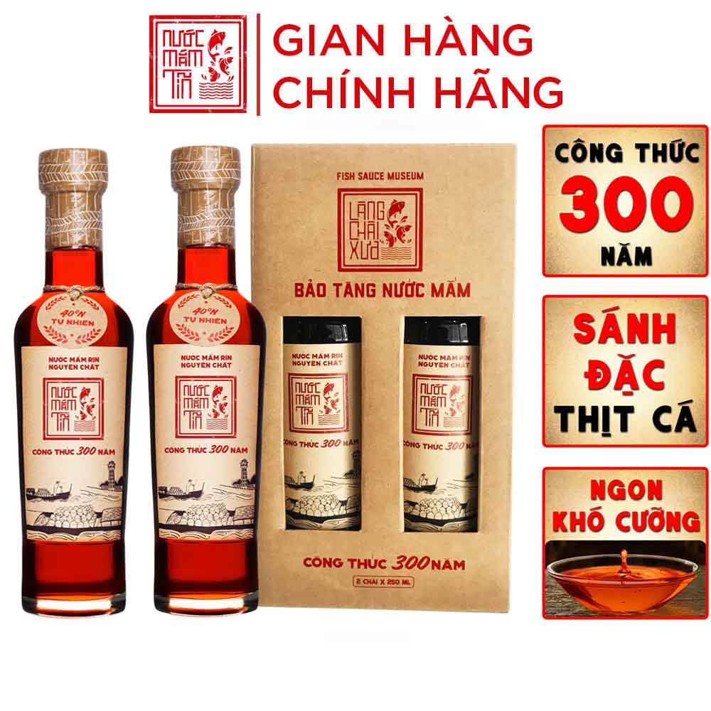 [Cặp 2 Chai Thủy Tinh 250ml/chai] Nước Mắm Tĩn Nhãn Đỏ Độ Đạm 40N Rin Nguyên Chất Truyền Thống Sạch Không Chất Bảo Quản