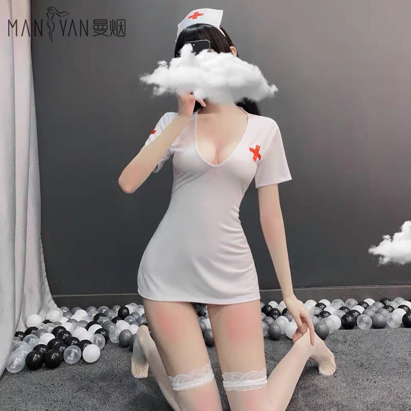 Đồ ngủ nữ Sexy Cosplay y tá hở lưng quyến rũ