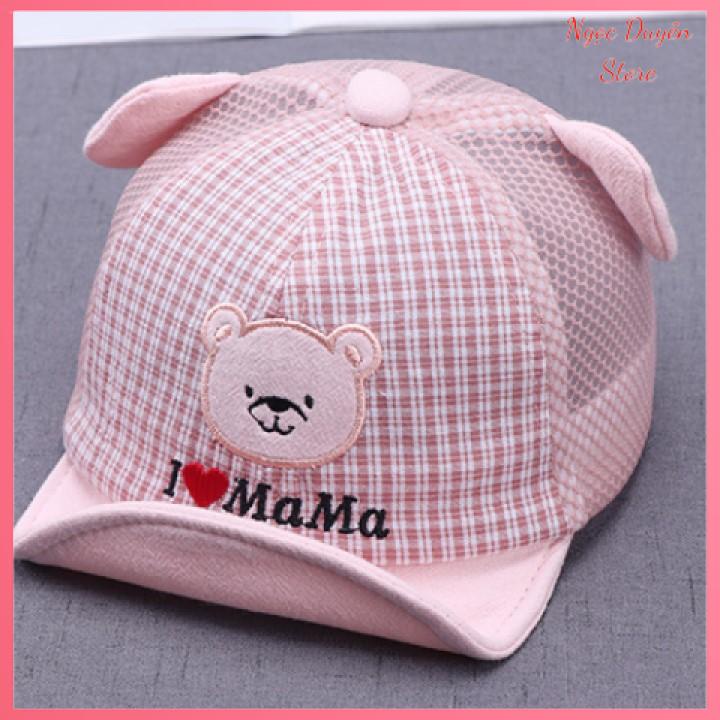 Nón mũ lưỡi trai I ❤️ mama bé trai bé gái hình gấu phối lưới siêu đẹp cho bé 0.5-3 tuổi [MU104]