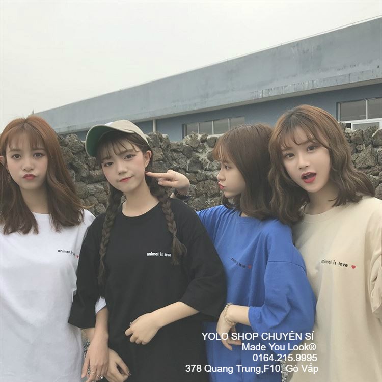 Áo thun tay lỡ ♥️ ANIMAL IS LOVE ♥️ phông Unisex nam nữ tee oversize form rộng pull Ulzzang Streetwear Hàn Quốc vải mềm