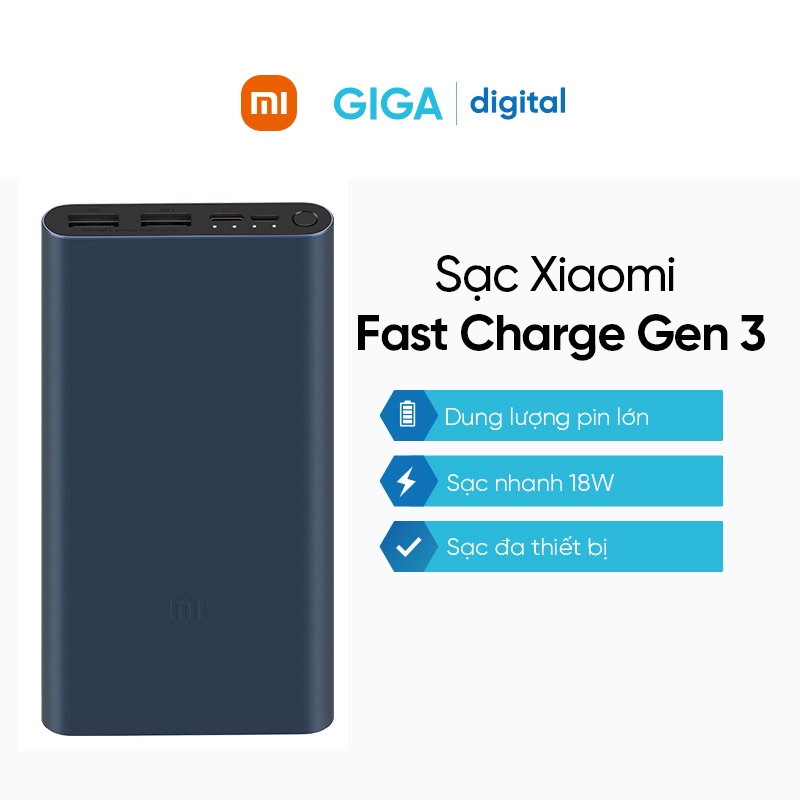 Sạc dự phòng Xiaomi Fast Charge Gen 3 18W /10000mAh (PLM13ZM)