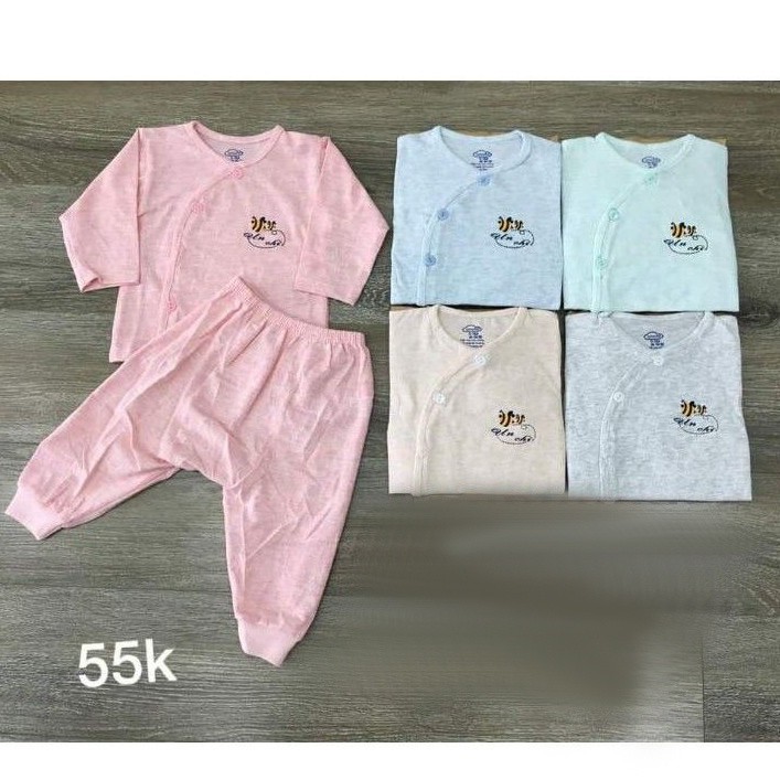 Bộ dài tay sơ sinh Unchi cotton thông hơi cho bé