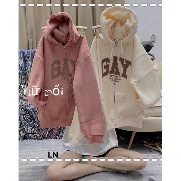 Áo khoác nỉ GAY mũ 2 lớp TH6