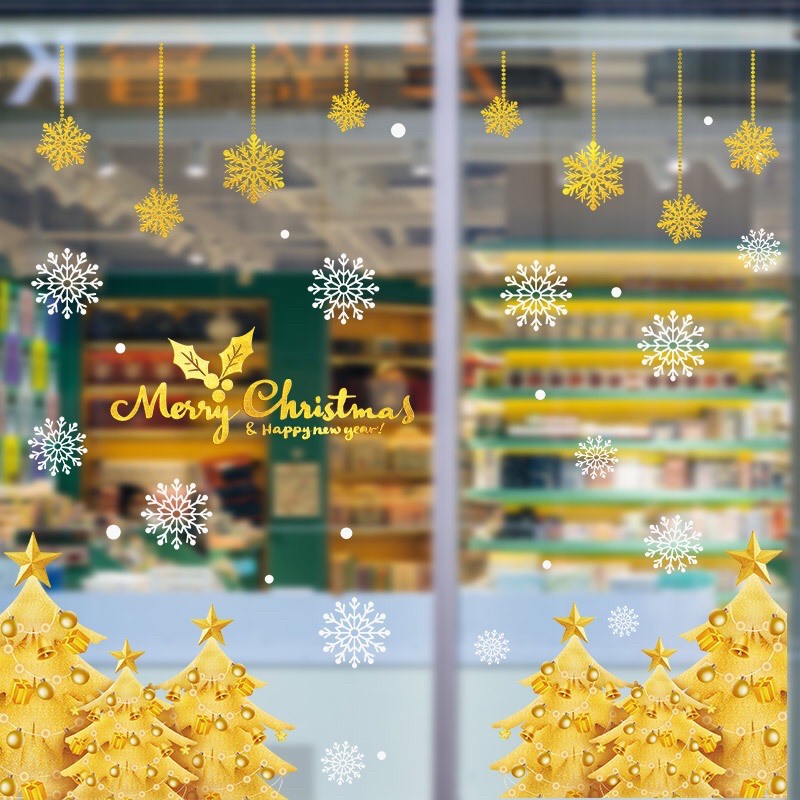 Decal trang trí Noel Hít Tĩnh Điện - Rừng Thông Vàng cao cấp