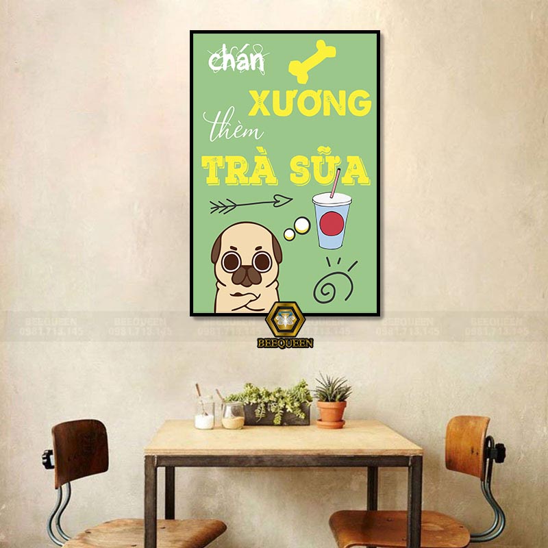 Tranh Treo Tường Trang Trí Quán Cà Phê - Trà Sữa Tặng Kèm Phụ Kiện Treo Tranh