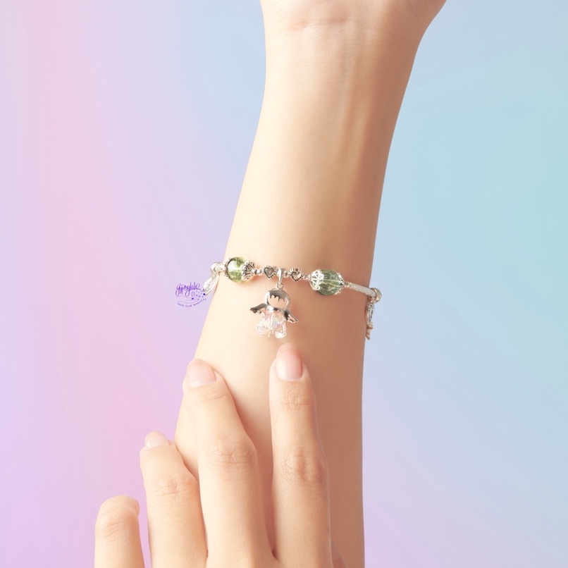 Vòng Tay Thiên Thần Đá Thạch Anh Tóc Xanh Thiên Nhiên Năng Lượng Tài Lộc SP004150 Gypsy.lala