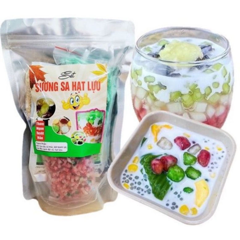 SET NGUYÊN LIỆU NẤU CHÈ SƯơNG SA HẠT LỰU BÁNH LỌT SET 7- 10 CHÉN
