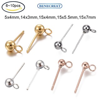 Set 6 / 10 khuyên xỏ lỗ tai bằng thép không gỉ 304 15x4mm Lỗ 1.8mm tiện dụng