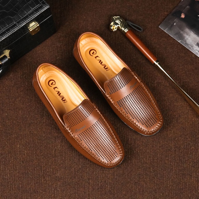 Giày lười nam đẹp chính hãng Cavan đục lỗ Lazer thoáng mát cho mùa hè C11169