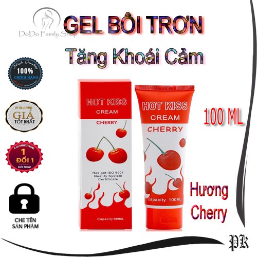 Gel bôi trơn vùng kín Hot Kiss Hương Cherry 100ml cam kết hàng chính hãng