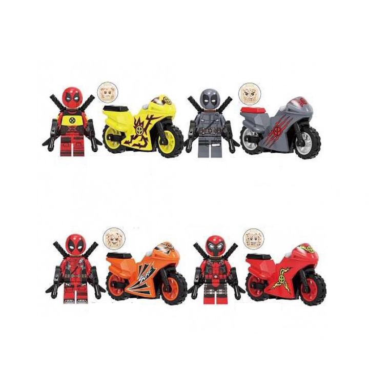 Bộ 4 nhân vật minifigures Deadpool kèm xe KF6100