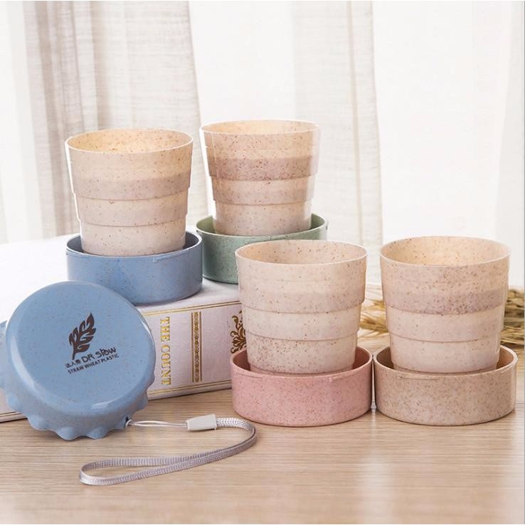 Cốc lúa mạch gập gọn tiện cho con đi học, đi chơi, văn phòng (ảnh thật)