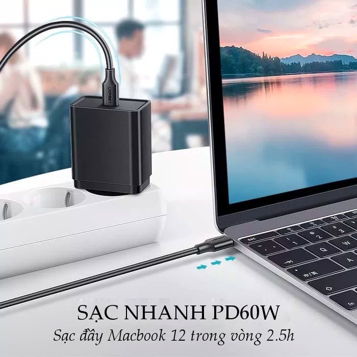 Dây sạc nhanh 2 cổng Type C UGREEN US286