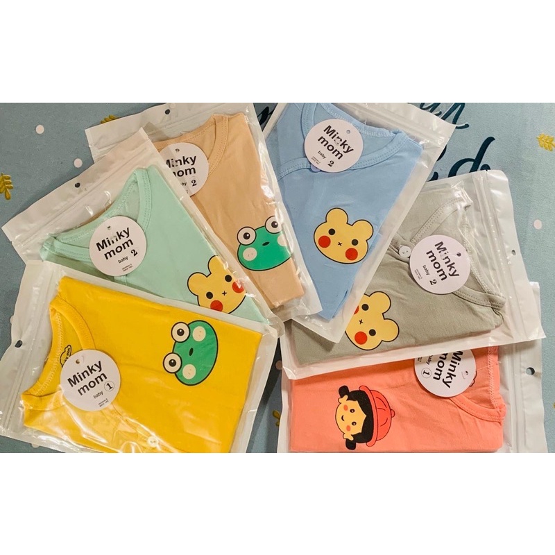 Bộ quần áo cộc tay MINKY chất thun lạnh cho bé từ 0 đến 9 tháng tuổi