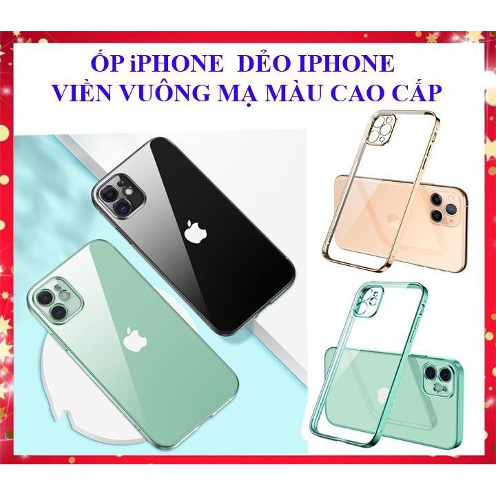 Ốp lưng iphone viền si cạnh vuông full mã iphone 6 đến 12 promax