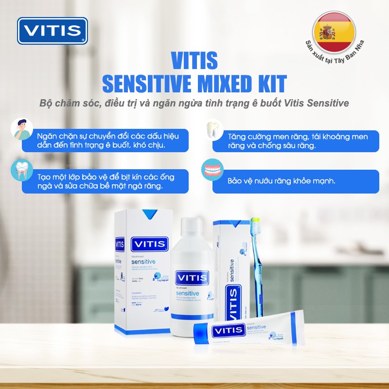Bộ chăm sóc răng miệng dành cho răng nhạy cảm - Vitis Sensitive Mixed Pack | Shopee Việt Nam