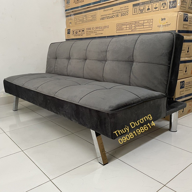 Ghế sofa Giường thông minh vải nhung màu xám đậm - Sofa Bed 1.7m x 96cm