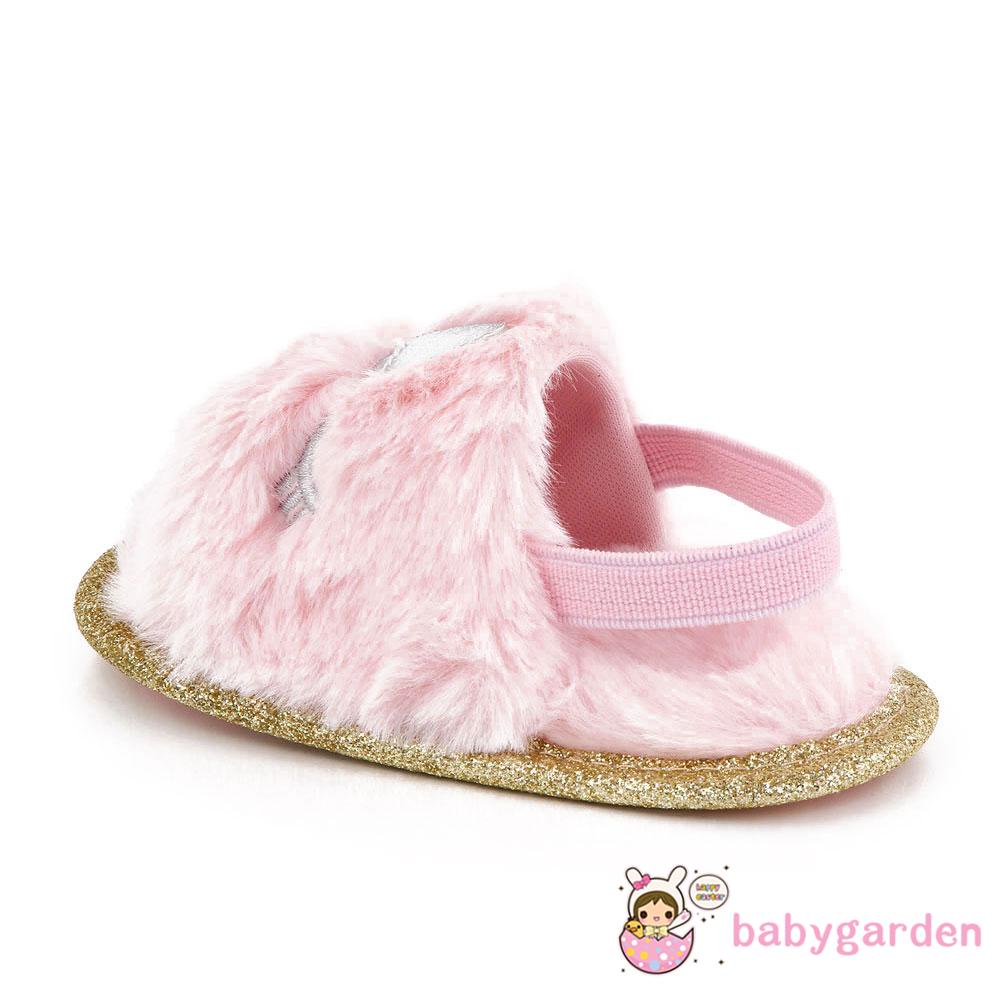 Xăng đan Đế Mềm Đính Lông Giả Dành Cho Bé Gái