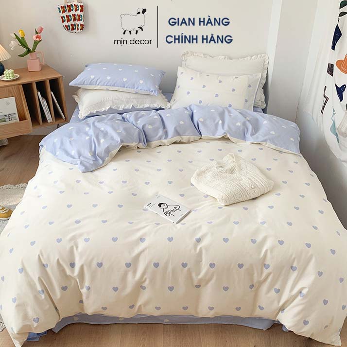 Bộ chăn ga gối cotton 3D Mịn Decor dùng 2 mặt nhiều màu đa dạng màu pastel Hàn Quốc