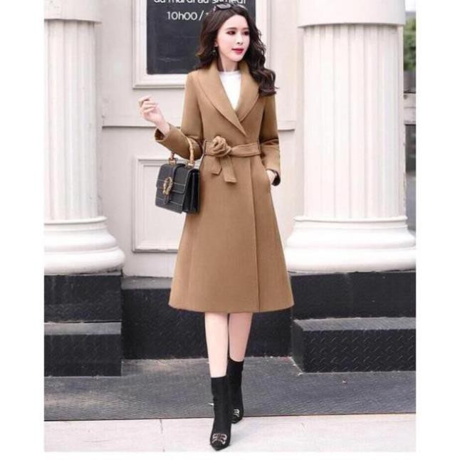 Áo Khoác Dạ Dáng Dài Có Đai Phối Hoa Cao Cấp Thanh Lịch Hàng Quảng | BigBuy360 - bigbuy360.vn