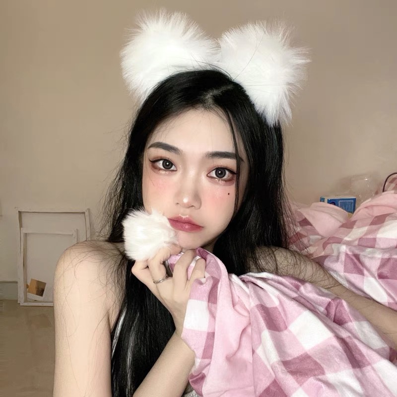 Bờm/ Băng đô cài tóc tai mèo pha ren lưới gắn nơ, băng đô hoá trang, cosplay