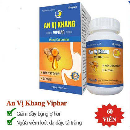 AN VỊ KHANG Vinaphar Hộp 60 Viên   - Giúp Kiện Tỳ Vị, giảm Acid Dịch Vị ,Hỗ Trợ  Viêm Loét Dạ Dày - Tá Tràng