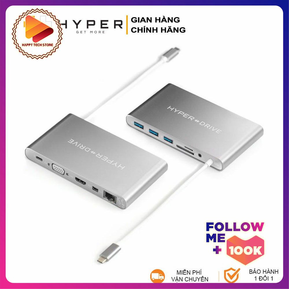 Cổng chuyển HYPERDRIVE ULTIMATE 11port USB-C HUB cho MACBOOK PRO, PC & DEVICES - GN30