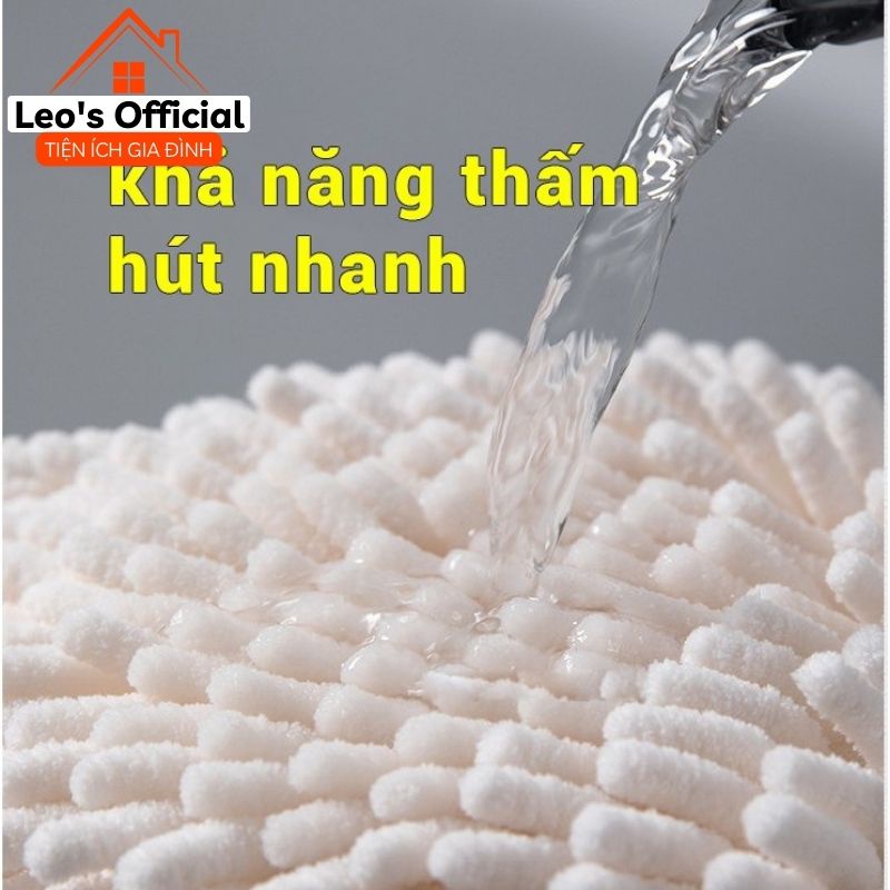 Khăn lau tay nhà bếp phòng tắm treo tường thấm hút cực tốt Khăn lau san hô tròn chất liệu vải bông mềm mịn Leos