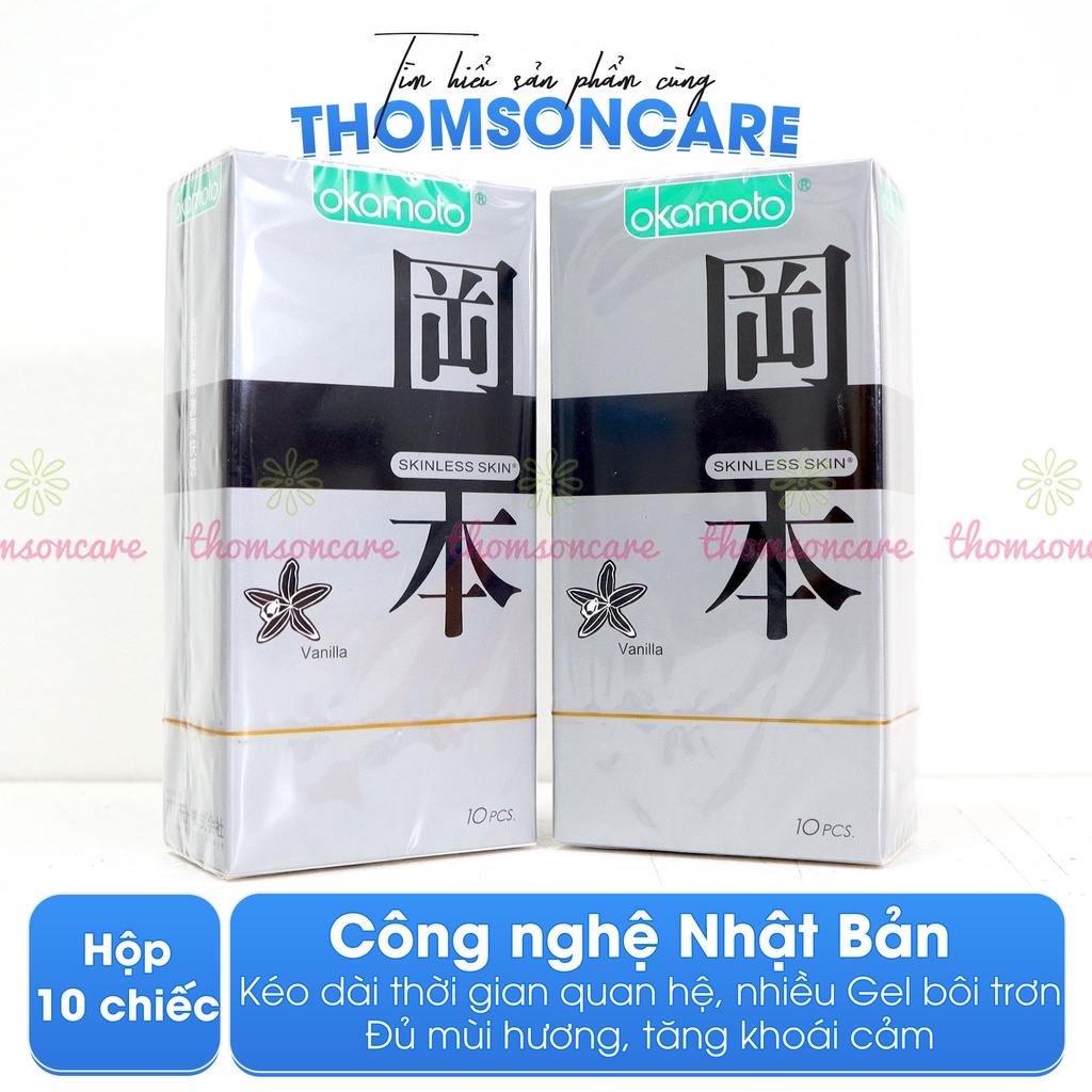 Bao cao su Okamoto siêu mỏng - Đủ loại hương dâu, cam, vani, nhiều gel bôi trơn, ấm nóng - Che tên khi giao - hộp 10c