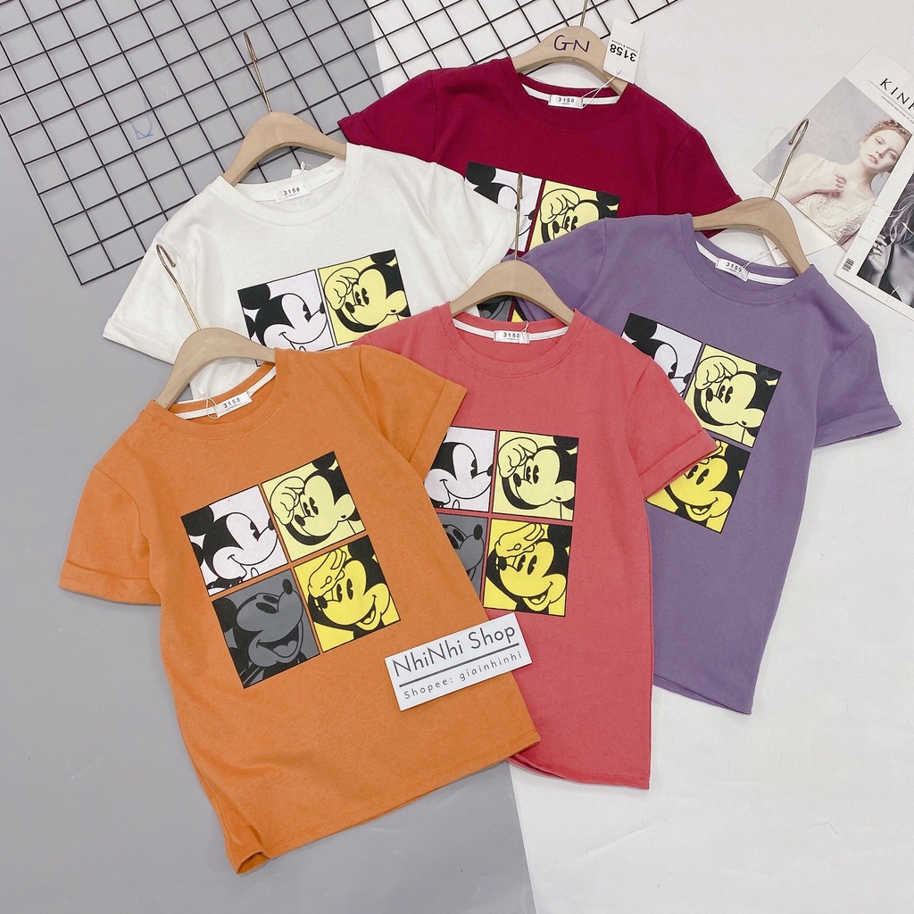 Áo thun in hình MICKEY dáng rộng, Áo phông 3158 chất dày dặn AS3157 - NhiNhi Shop