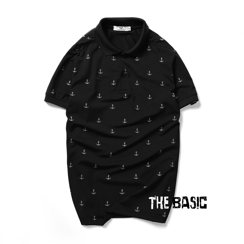 Áo polo nam họa tiết mỏ neo big size 3xl 90kg thoải mái, áo thun nam có cổ TheBasic