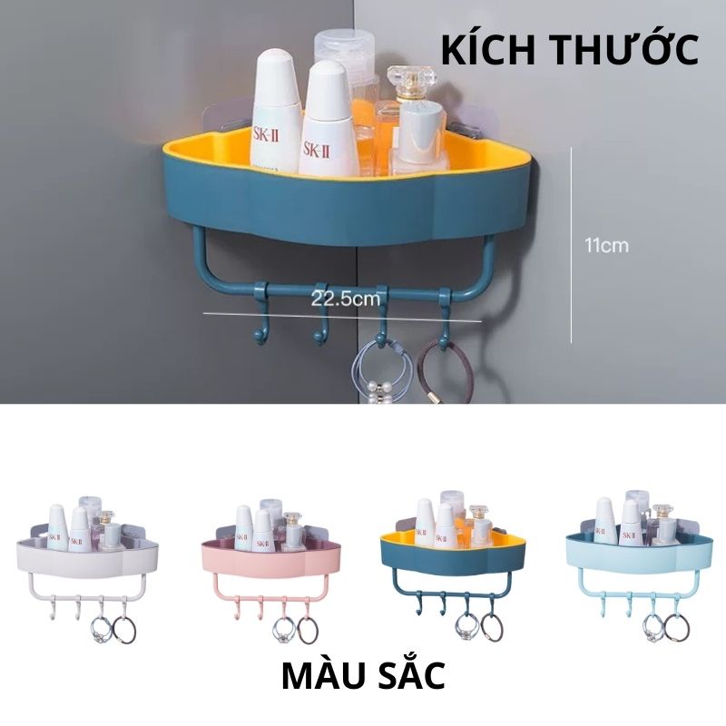 Kệ góc nhà tắm giá đựng đồ nhà vệ sinh dán tường siêu chắc nhựa 2 lớp chịu lực