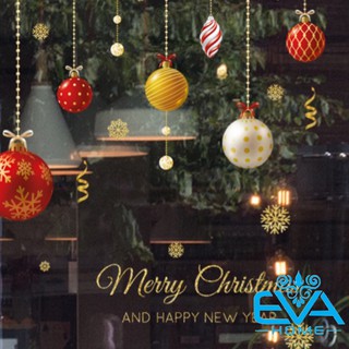 Decal Dán Tường Dán Kính Trang Trí Giáng Sinh Mẫu Dây Treo Quả Cầu Noel Nhiều Màu XH6284 M3547