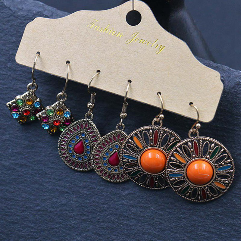 Khuyên Tai Tròn Đính Tua Rua Phong Cách Bohemian Cổ Điển