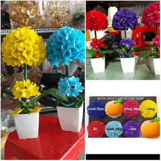 Combo nguyên liệu làm hoa tú cầu có chậu nhựa