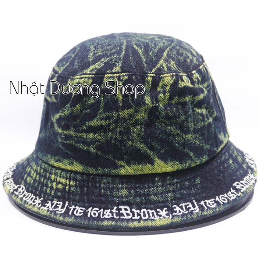 Nón bucket jean loang cá tính thêu chữ NY - Chất liệu vải Jeans oát mềm thích hợp cho nam và nữ