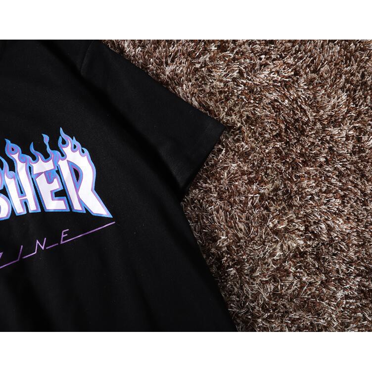 Áo Thun Cotton Tay Ngắn In Chữ Thrasher Magazine Cá Tính Cho Nam Và Nữ