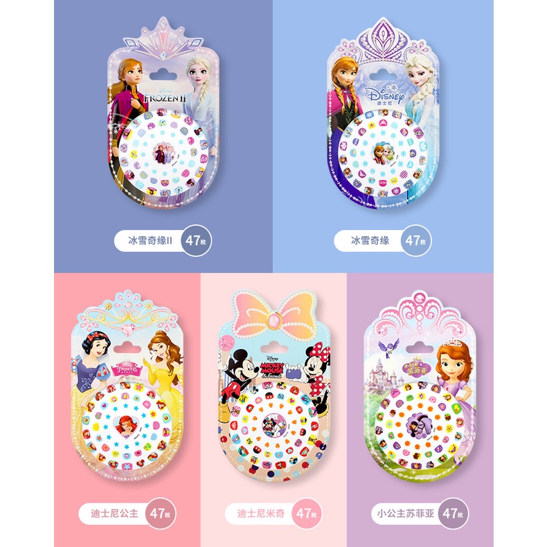 Miếng dán trang trí móng tay chủ đề công chúa Disney màu dạ quang dễ thương cho bé