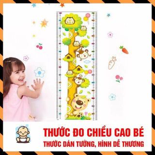 Combo 2 Thước đo chiều cao decal dán tường cho bé kèm đo thị lực
