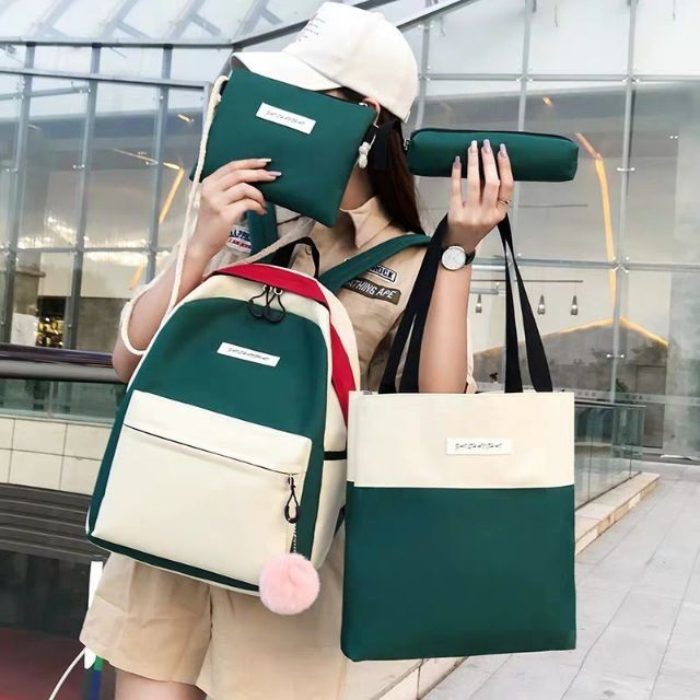 Set balo, túi 4 món - PHỐI 3 MÀU CB5