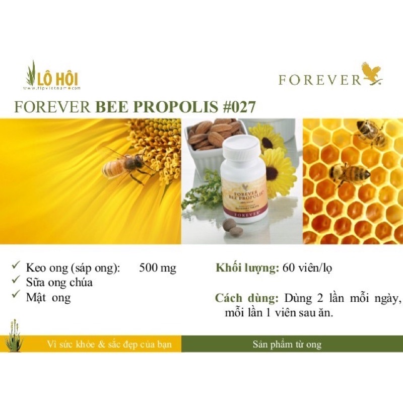 Thực phẩm bảo vệ sức khoẻ forever Bee propolis ( viên sáp ong 027 flp)